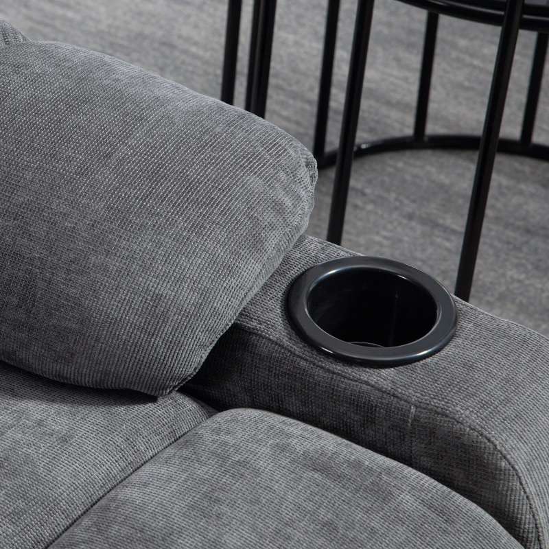 HOMCOM Fauteuil relaxant avec repose-pieds, fauteuil inclinable, pivotant, jusqu'à 150 kg, cadre en acier, 88x96x108 cm, Gris foncé(m-4)