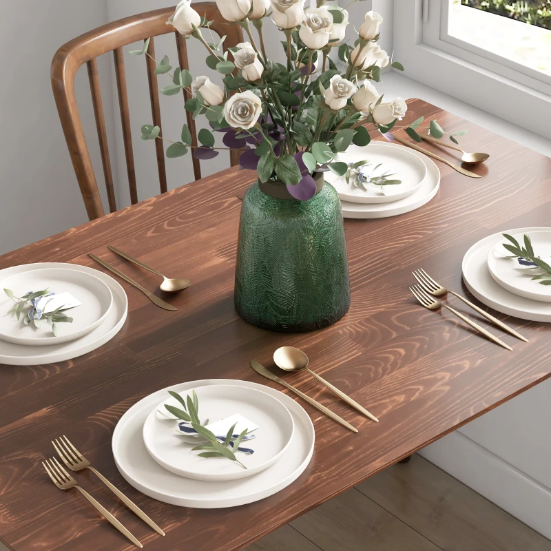 HOMCOM Esstisch Design mit großer Tischplatte für 4-6 Personen aus Holz 120L x 75B x 76H cm