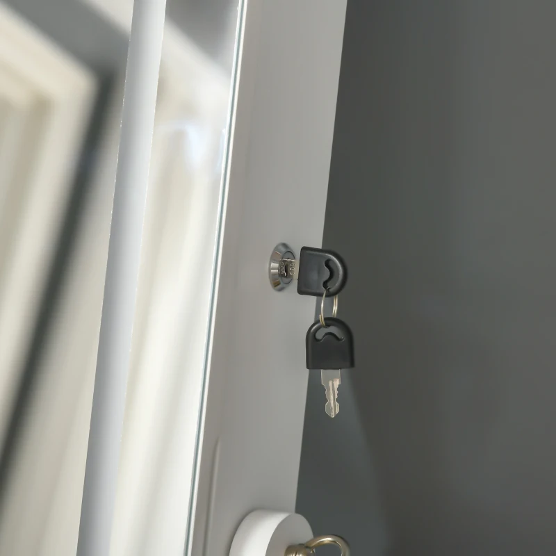 HOMCOM Specchio Portagioie Autoportante con Luce LED, Inclinazione Regolabile e Serratura, 46x36.5x151.5cm