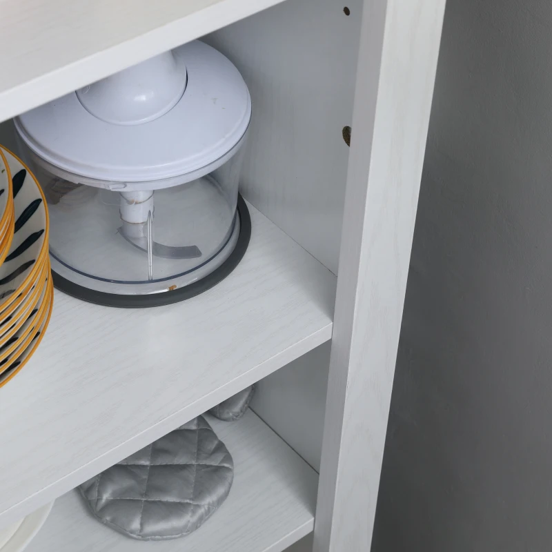 HOMCOM Schrank Buffetschrank Küchenschrank Aufbewahrungsschrank für Badezimmer Platzsparend im klassischen Stil mit 3 höhenverstellbaren Regalen - Höhe 120 cm in Weißem Holz
