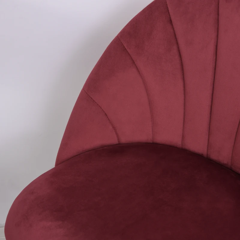 HOMCOM Set mit 2 Esszimmerstühlen Küchenstuhl aus Samt Bordeaux Metallbeine Schwarz Maße 52L x 54B x 79H cm