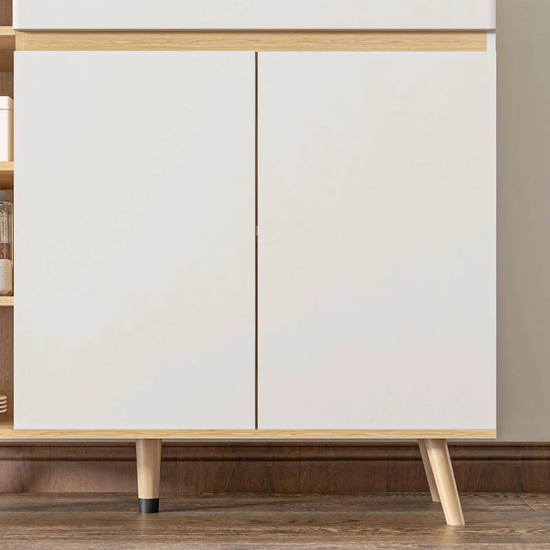 HOMCOM Aufbewahrungsschrank Buffet Küche skandinavischer Stil 1 Doppeltür 1 Schublade und 4 Fächer verstellbare Regale weiß