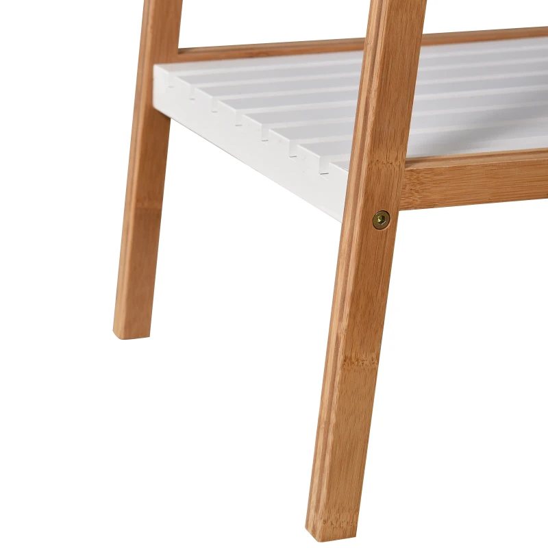 HOMCOM Bambus Badezimmerregal mit 4 Lattenregalen Maße 35B x 36T x 138H cm Kiefernholz Weiß