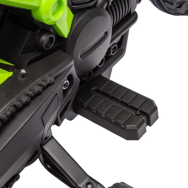 AIYAPLAY Moto cross électrique pour enfants 3-8 ans, batterie 6 V, 2 moteurs, klaxon et roues d'entraînement, charge 30KG, vert(m-10)
