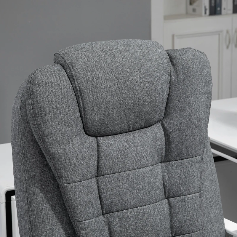 Vinsetto Chaise de bureau avec repose-pieds, fauteuil direction, dossier réglable, revêtement en lin, gris