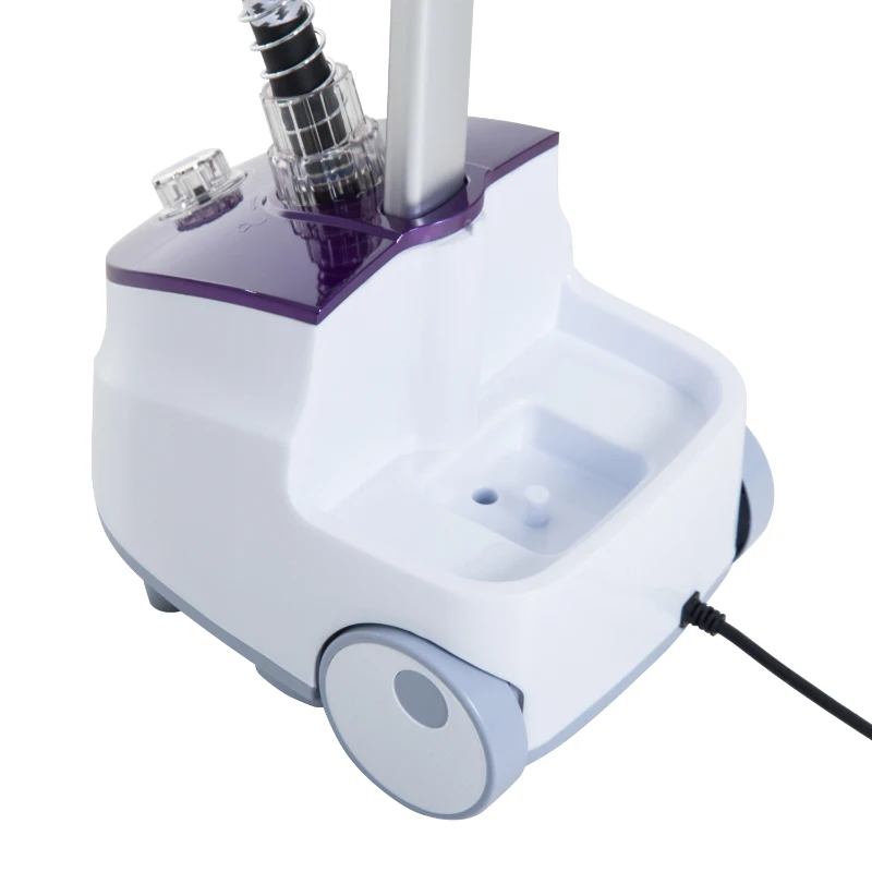 HOMCOM Dampfgarer vertikal Dampfbügler für Kleidung 1,8 L 1800 W Dampffluss 30 g/min teleskopischer Ständer weiß violett