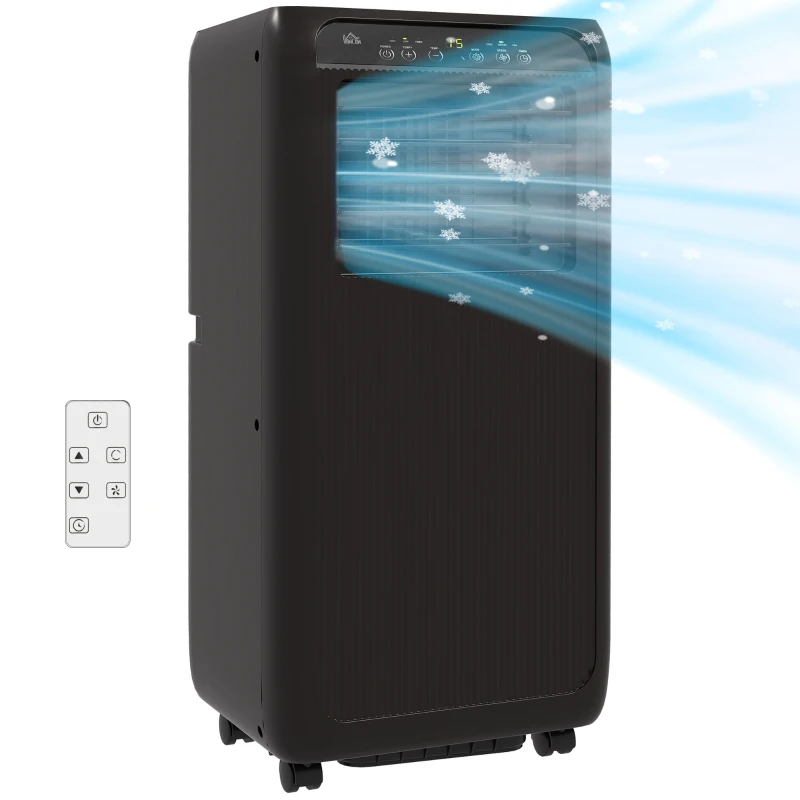 HOMCOM Climatiseur Mobile Mini Climatiseur, Minuterie de 24 heures, 3 Vitesses, 33 x 28 x 68,5 cm, Noir