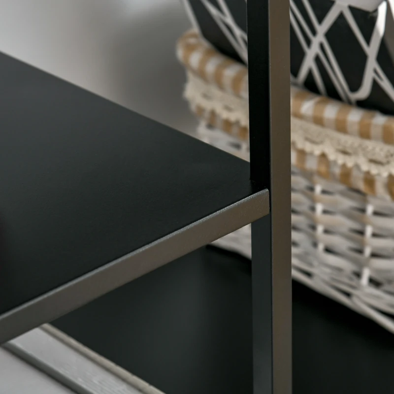HOMCOM Étagère de rangement étagère à livres étagère de stockage étagère de fichiers avec 5 étagères ouvertes étagère de cuisine en métal Noir 120 x 35 x 87,5 cm