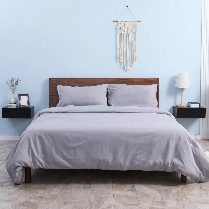 HOMCOM Set mit 2 Wand-Nachttischen - Set mit 2 Nachttischen - Schublade, Regal - Schwarze Spanplatten