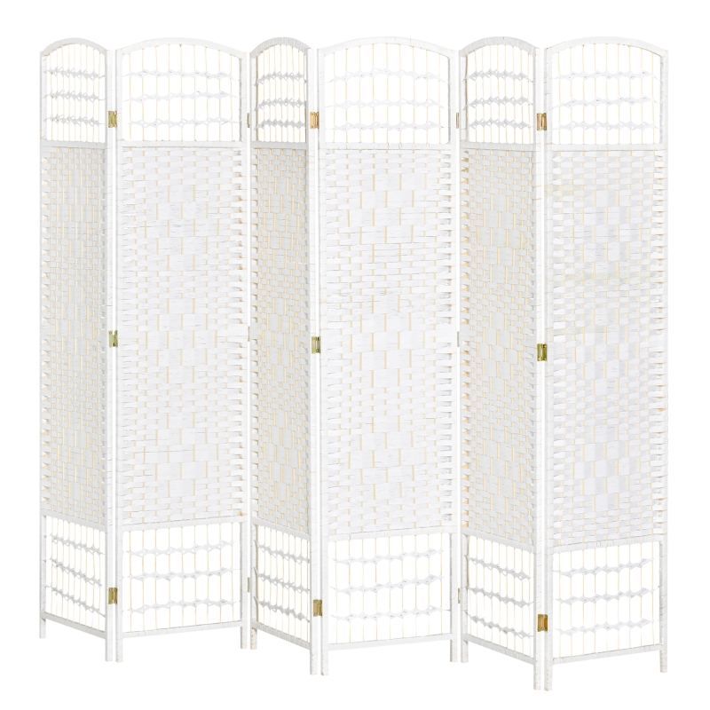 HOMCOM Innenraum-Paravent mit 6 faltbaren Paneelen 242L x 170H cm Raumteiler  aus Pappelholz Bambus Geflochtene Papierfasern Wei Weizen | Aosom.de