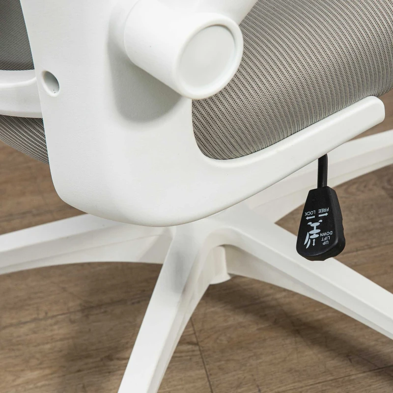 Vinsetto Fauteuil de bureau, appuie-tête pivotant, réglable en hauteur, support lombaire, revêtement respirant, jusqu'à 120kg, Gris