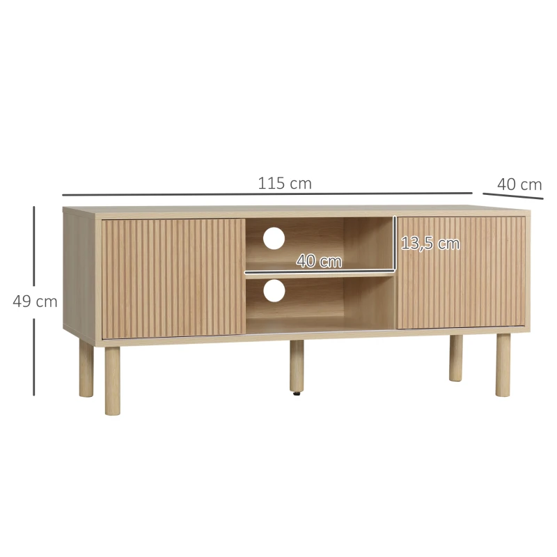 HOMCOM TV-Möbel TV-Ständer für Fernseher bis zu 50 Zoll mit 2 Schiebetüren und 2 Fächern mit Kabelmanagement - 115 x 40 x 49 cm