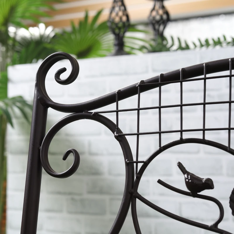 Outsunny Banc de Jardin 2 Places Banquette avec Dossier jusqu'à 220 kg Mobilier de Jardin Résistant aux Intempéries Style Antique en Métal Café 114 x 53,5 x 91 cm