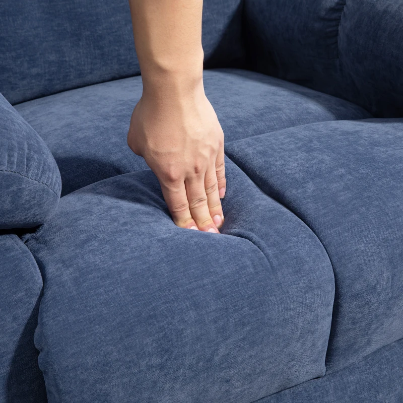HOMCOM Fauteuil de massage avec Fonction de Chauffage et Allonge, rotatif, jusqu'à 150 kg, structure métallique, 98x90x98cm, Bleu(m-5)