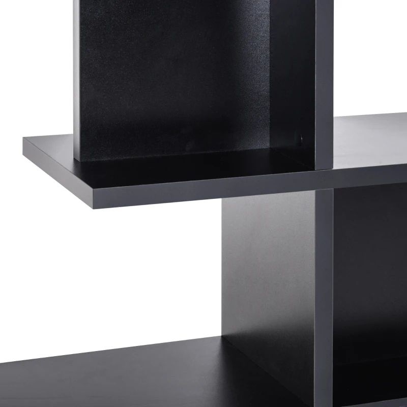 HOMCOM Regalraumtrennung Zig-Zag Design, Maße 120L x 29B x 160H cm, aus Holz und Metall - Schwarz