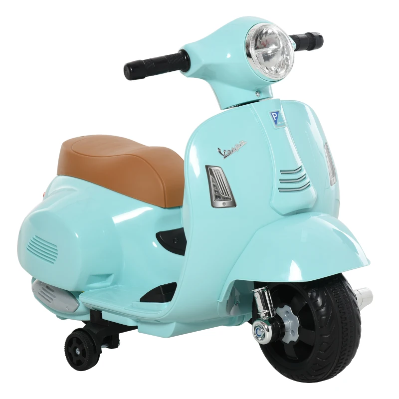 HOMCOM Vespa Moto électrique pour enfants Véhicule électrique 18-36 mois 3 km/h LED Sound Plastique, Métal Vert 66,5 x 38 x 52 cm