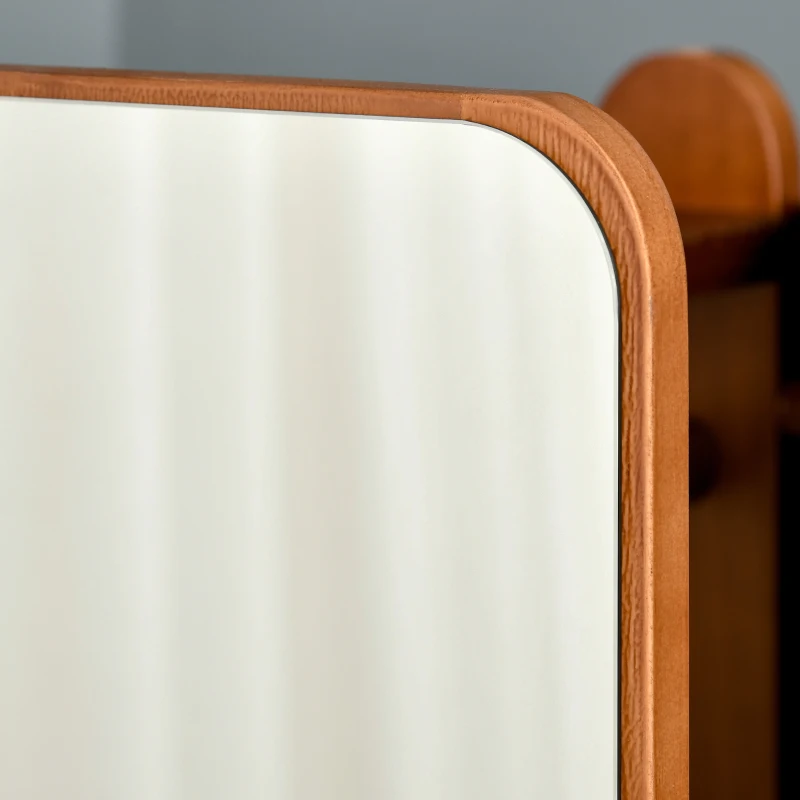 HOMCOM Standspiegel mit Rollen - Kleiderstange, 4 Haken, Regal MDF Nussbaumoptik