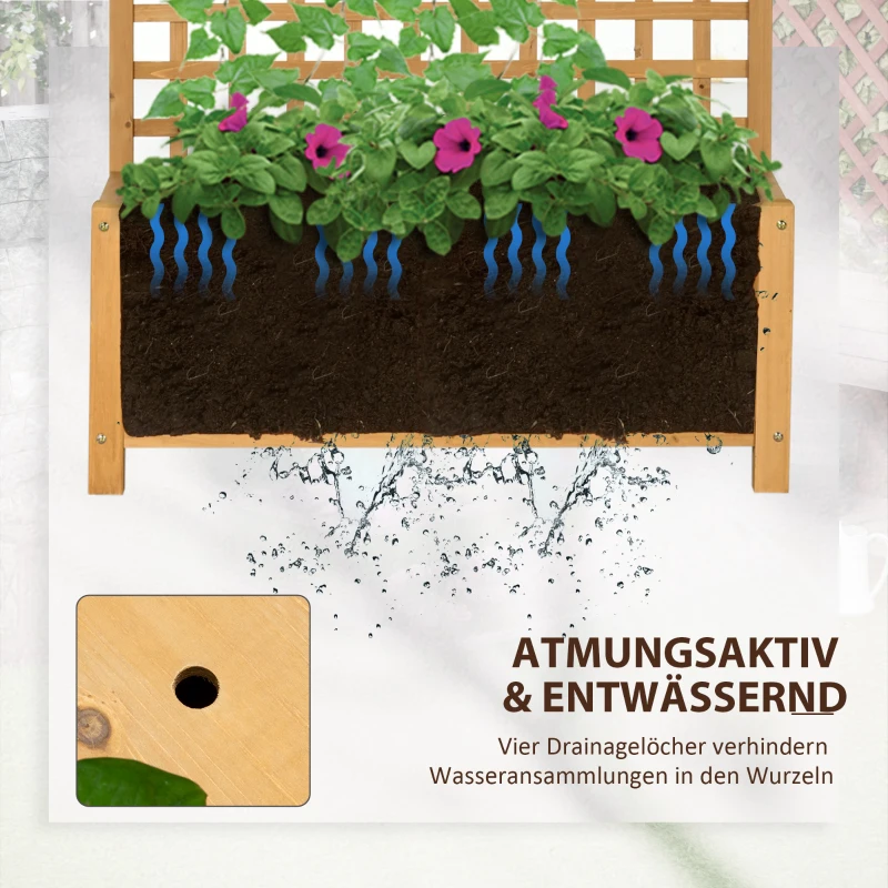 Outsunny Verhoogd Tuinbed met Klimrek en Dak, Plantenbak, Bloementuin, weerbestendig, Hout, 90 x 45 x 183 cm, Geel