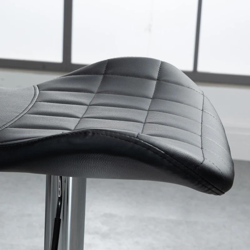 HOMCOM Set mit 2 modernen Design-Barhockern, höhenverstellbar 59-81 cm, 360° drehbar, PU Schwarz