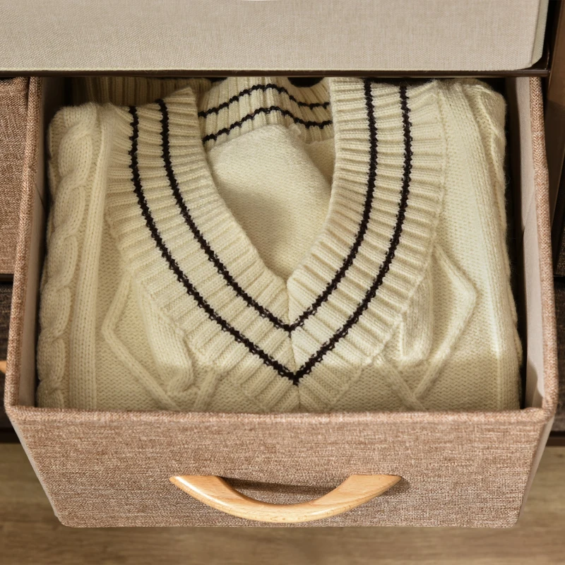 HOMCOM Kommode 7 Schubladen Aufbewahrungsmöbel Stoffklappschublade - schwarzes Stahlgestell - 80L x 29B x 78,5H cm, multicolor