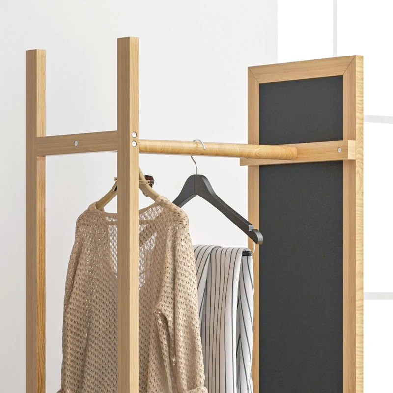 HOMCOM Standspiegel mit Rollen und mehreren Aufbewahrungsmöglichkeiten, 1 Kleiderstange, 3 untere Regale für Schlafzimmer Eingangsbereich, aus Holz