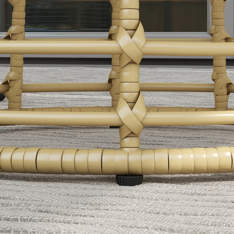 Outsunny Runder Garten-Couchtisch aus Rattan-Imitationsharz-Metall und Verbundplatten, Maße Ø45 x 50H cm