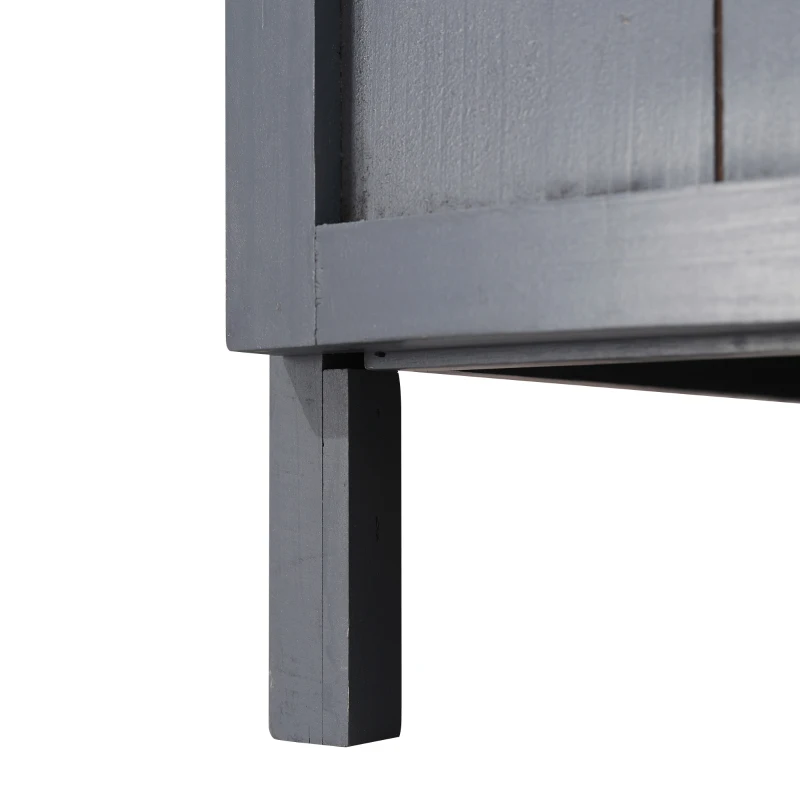 Outsunny Freistehender Gartenschrank-Pflanztisch-Kombination Doppeltür, Regal, verzinkte Metallplatte - grau