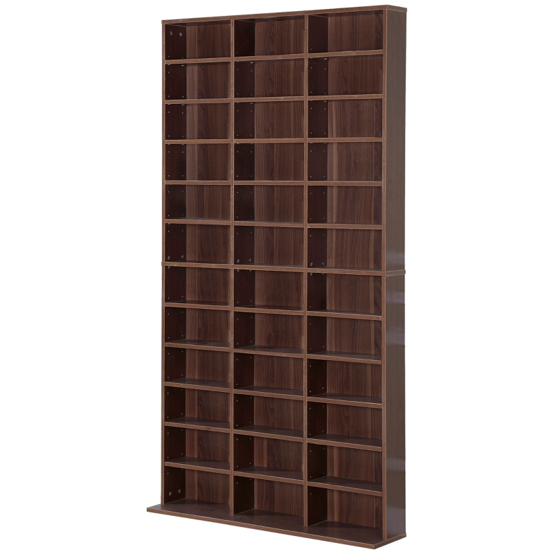 HOMCOM CD/DVD Regal Aufbewahrung Schrank fr 1116 CDs 36 hhenverstellbare  Fcher 102 x 24 x 195 cm Braun | Aosom.de