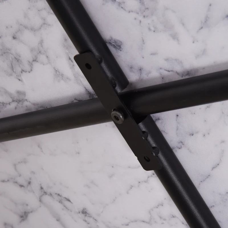 HOMCOM Couchtisch Rund mit Regal Ø 80 x 45H cm Spanplatten Marmorimitat Weiß Metall Schwarz