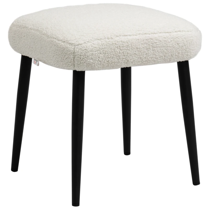 Aosom Tabouret, Tabouret en imitation cachemire, Repose-pieds, Crème-Blanc