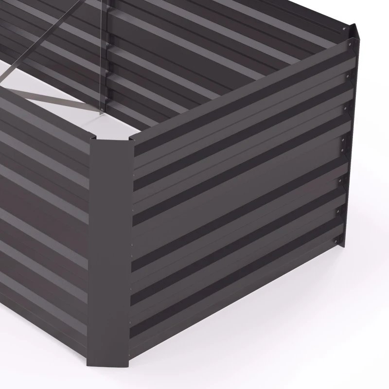 Outsunny Plantenbak, Handig Bloembed Voor Het Planten, Verzorgen, Verhoogd Bed, Staal, Donkergrijs