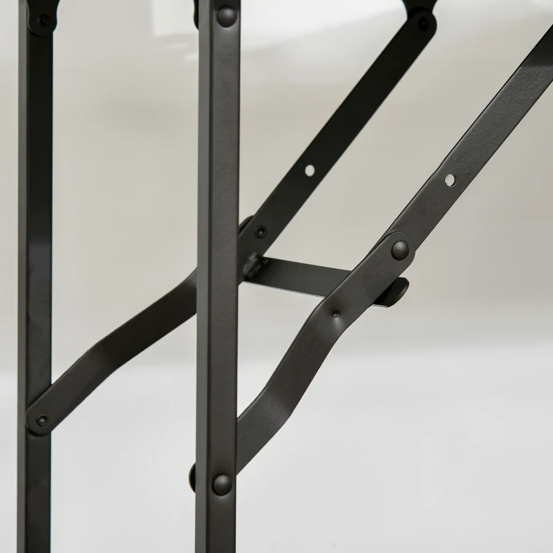 HOMCOM Chariot de Cuisine Chariot de Service avec 1 Table Pliante, 2 Tablettes et 1 Étagère Ouverte Roues Patins de Pied Réglables Panneau de Particules E1 Métal Marron Rustique 118 x 36,5 x 82 cm