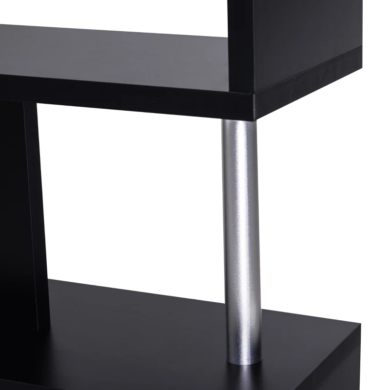 HOMCOM Regalraumtrennung Zig-Zag Design, Maße 120L x 29B x 160H cm, aus Holz und Metall - Schwarz