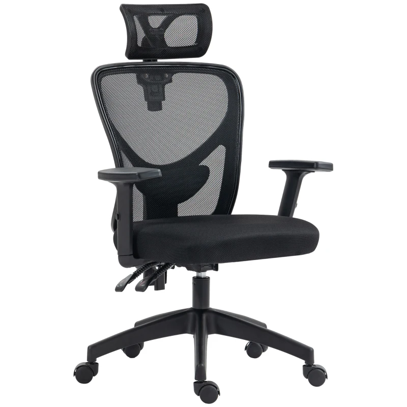 Vinsetto Bürostuhl Bürostuhl Manager ergonomische neigbare schwenkbare Mesh-Stoff schwarz
