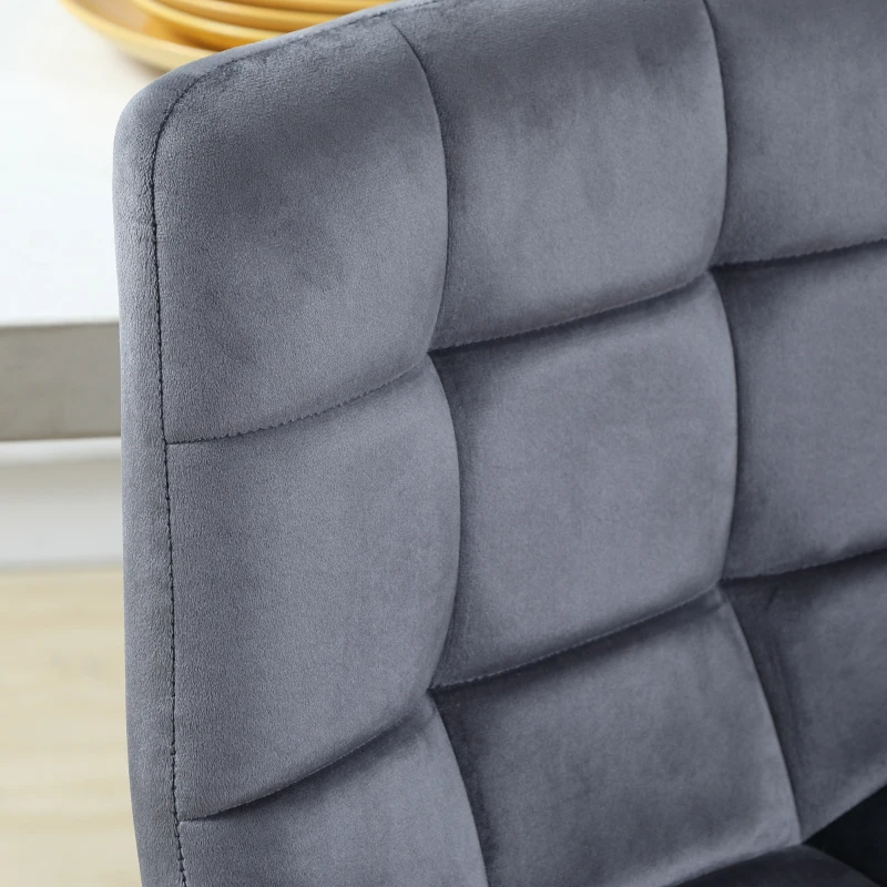 HOMCOM Lot de 2 tabourets de bar avec repose-pieds au design rétro 42 cm x 47 cm x 105 cm Gris