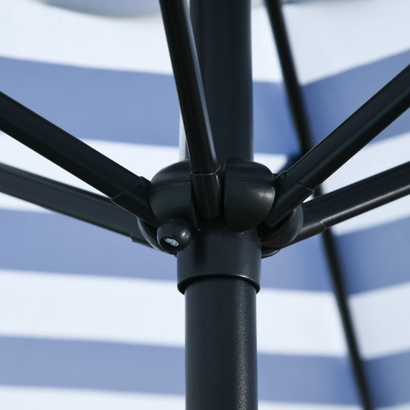 Outsunny Parasol de Jardin pour Terrasse en Acier à l'Extérieur Rayures Bleues Ø230 x 216 cm