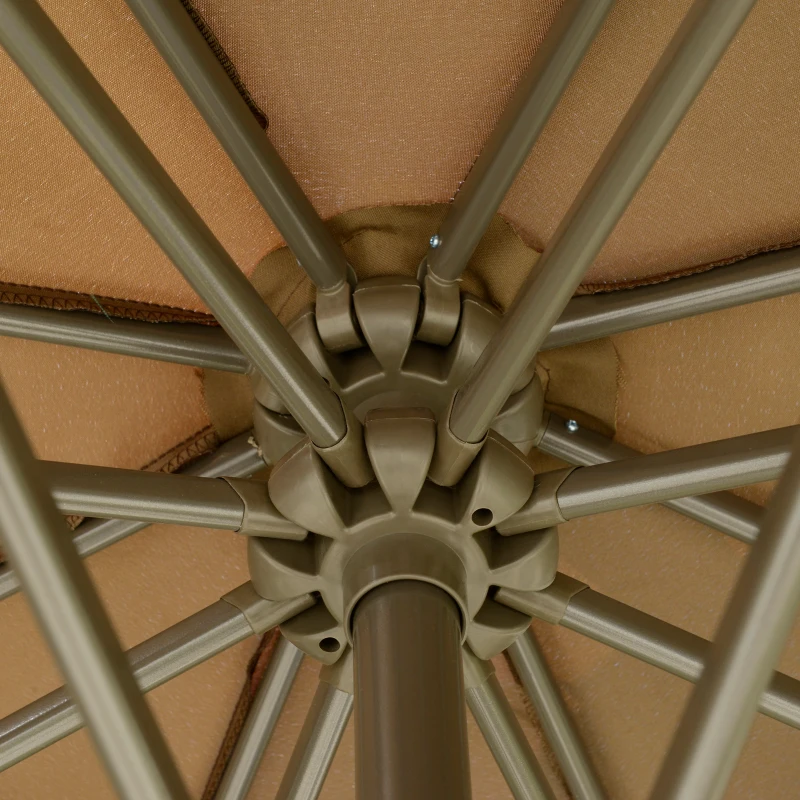 Outsunny Sonnenschirm mit doppeltem Dach, neigbar, mit Kurbel und kreuzförmigem Ständer aus Stahl und Polyester Ø 2,67 x 2,65H m braun