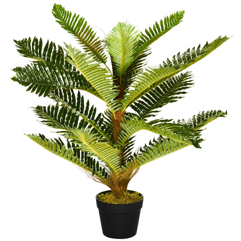 HOMCOM Künstlicher Palmenbaum 85 cm mit 18 großen Blättern sehr realistisch Topf inklusive