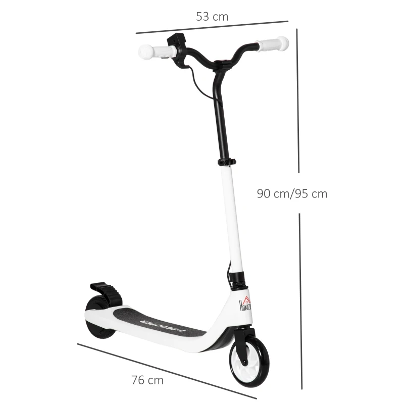 HOMCOM E-Scooter, trottinette électrique, autonomie 6 km, à partir de 6 ans, cadre en acier, noir+blanc, 76 x 53 x 95cm(m-3)