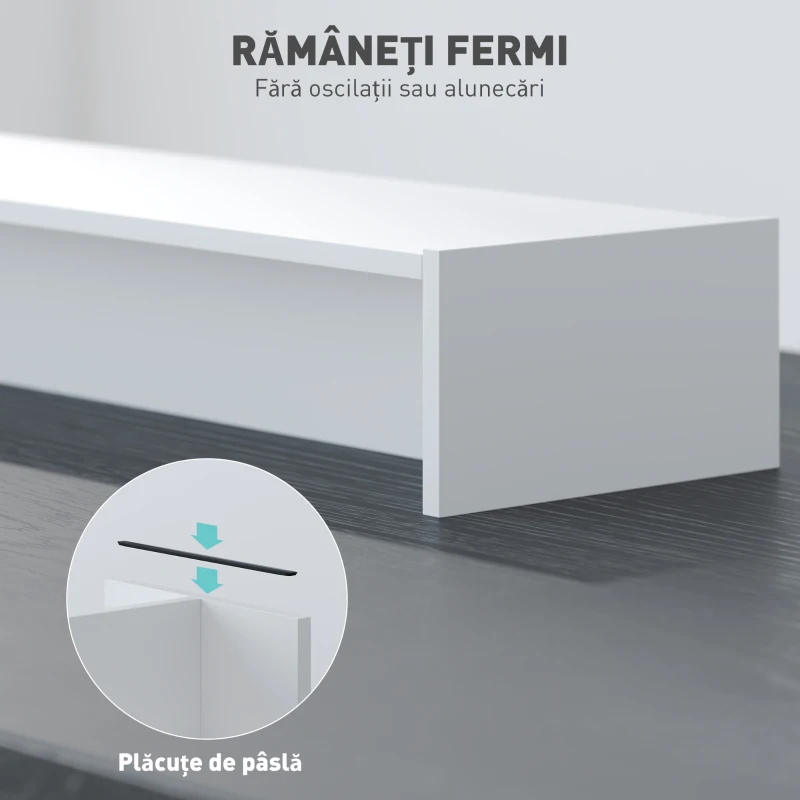 Homcom Suport Monitor PC – Alb, 2 Compartimente & Capacitate 16 kg