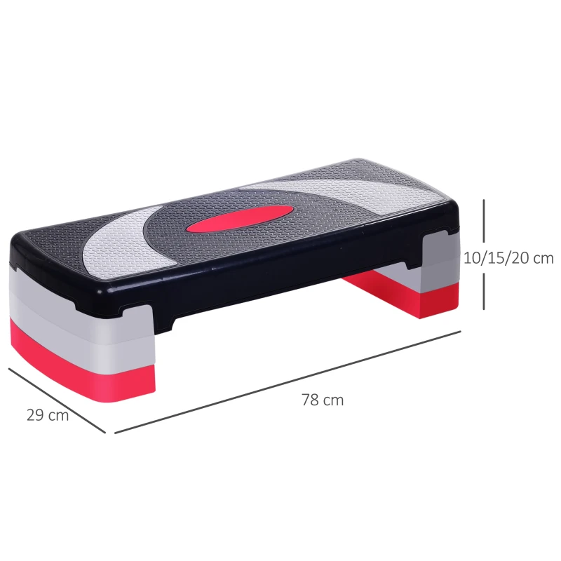 HOMCOM Stepper Fitness Aerobic Stepper Höhenverstellbar Rutschfeste Oberfläche 78x29x20 cm