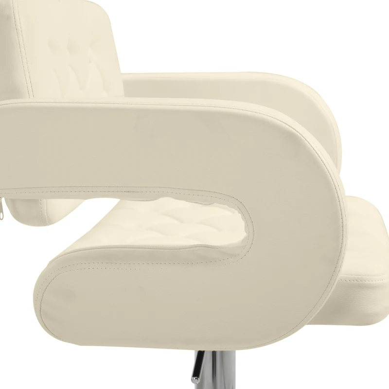 HOMCOM PU Leather Upholstered Swivel Bar Stool, Height Adjustable with Back, Armrest, Footrest, Beige