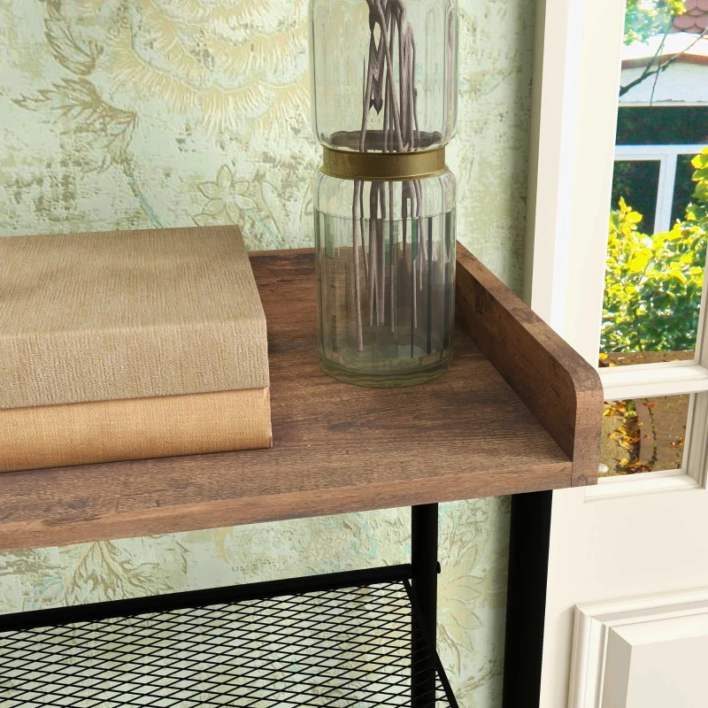 HOMCOM Garderobenständer Eingangsmöbel 2-in-1 Industriedesign mit Haken und Schuhregalen aus Stahl 92,5 x 28,2 x 182 cm Schwarz