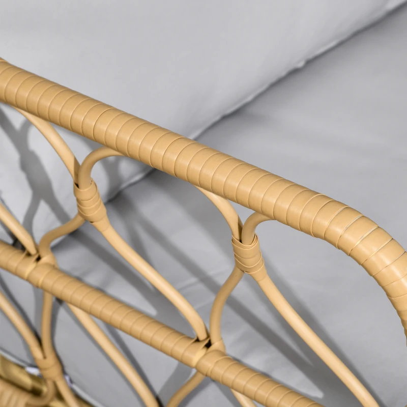 Outsunny Gartenmöbel-Set aus geflochtener Resin 3 Stück 2 Sessel + 1 runder Couchtisch inkl. Kissen