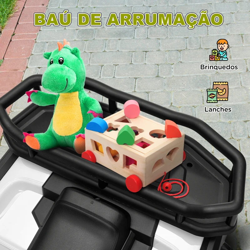 AIYAPLAY Quadriciclo Elétrico para Criança 12V Faróis Música MP3 Velocidade Ajustável e Cesta de Arrumação 88x50x57,5 cm  Verde