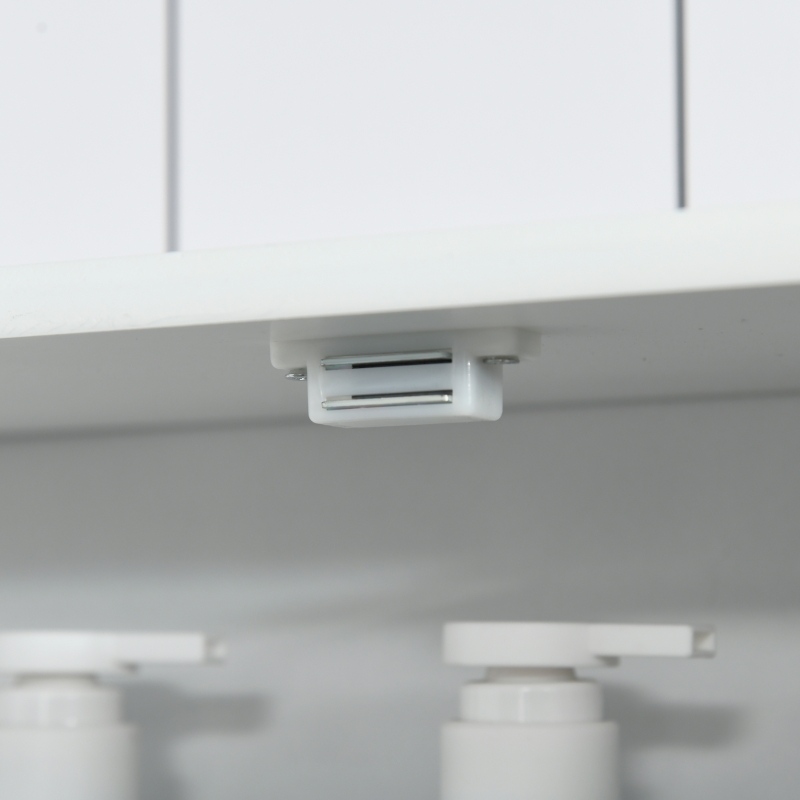 kleankin Wandspiegelschrank mit Spiegel für das Badezimmer - Hochschrank mit Spiegel - Toiletten-Aufbewahrungsschrank - 4 Türen, Regal - Weißes MDF-Glas