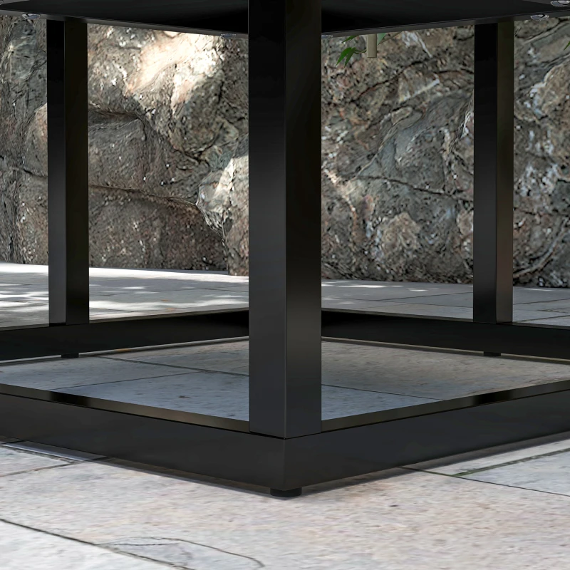 Outsunny Pflanzenregal Blumenregal aus Metall und Holz 4 Ebenen verschiedene Höhen Industriedesign 34 x 34 x 66 cm