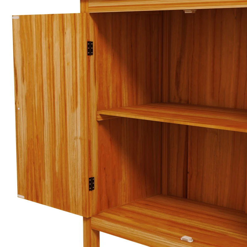 Outsunny Pflanztisch-Werkbank mit 2 Regalen, verzinktes Tablett, rutschfeste Gummifüße aus Tannenholz