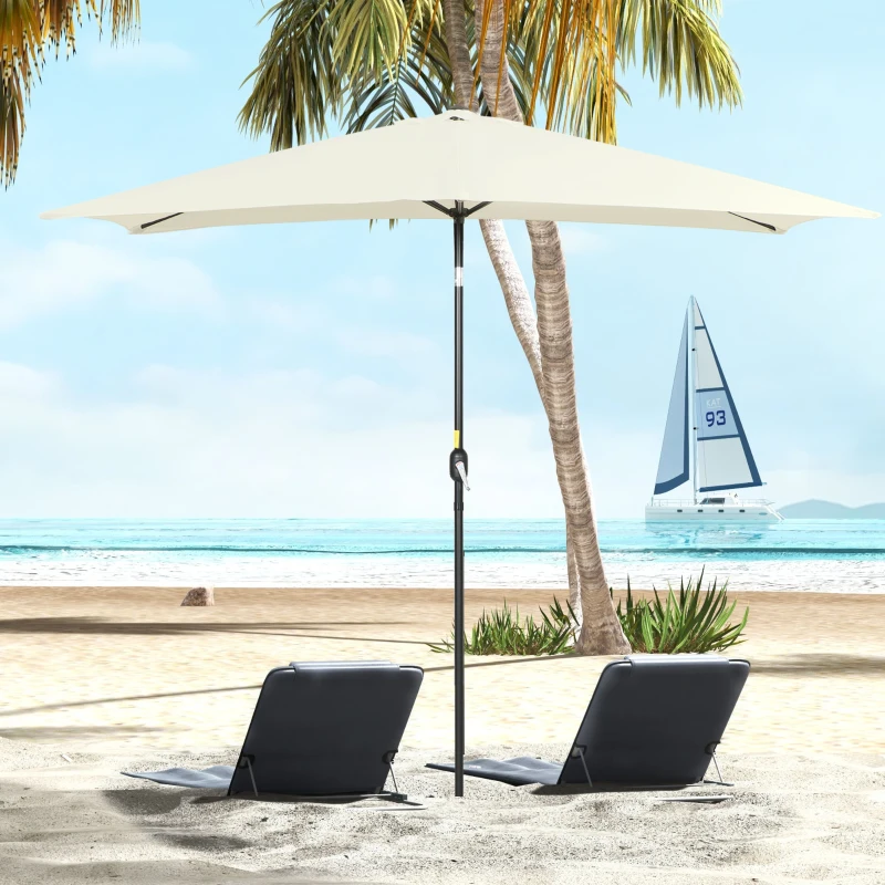 Outsunny Rechteckiger neigbarer Sonnenschirm aus Metall und hochdichtem Polyester 3 x 2 m Creme