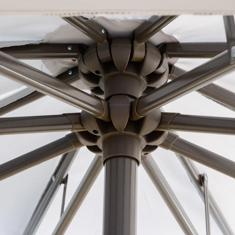 Outsunny Parasol Déporté Ø2,67 x 2,45 m Parasol à manivelle avec Double Toit Base en Croix Acier Protection Solaire en Polyester et Acier Gris Clair